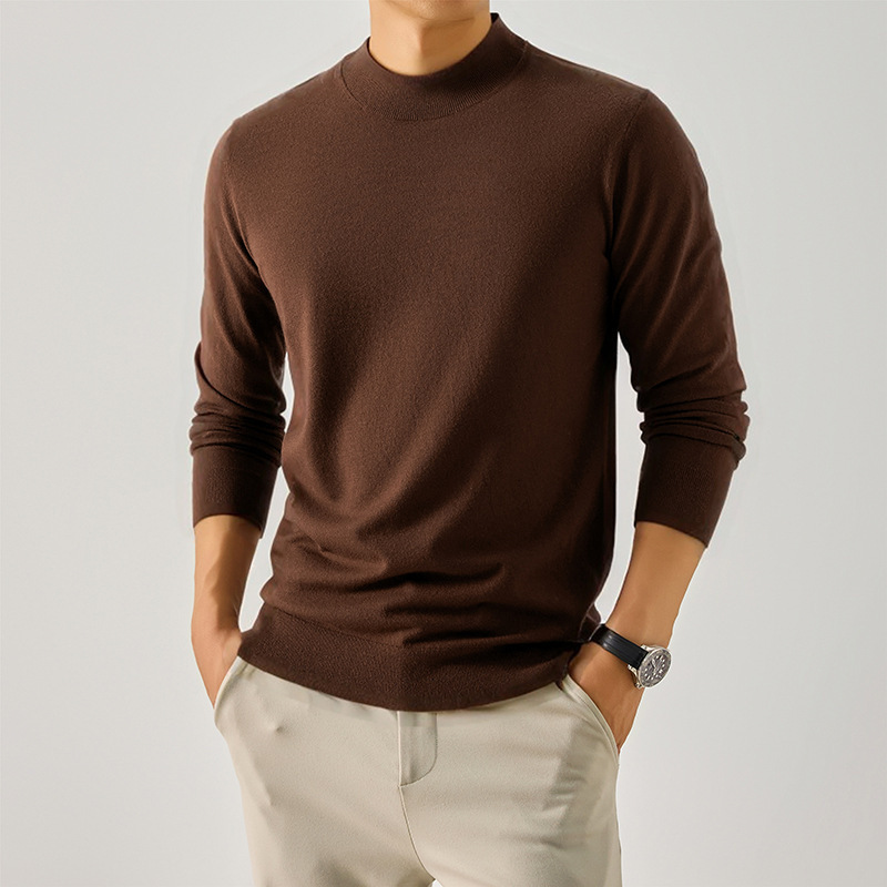 Old Money Style Half Turtleneck Knitwear Men's Autumn and Winter Fashion Trendy Skin-Friendly Soft Waxy Bottoming Shirt