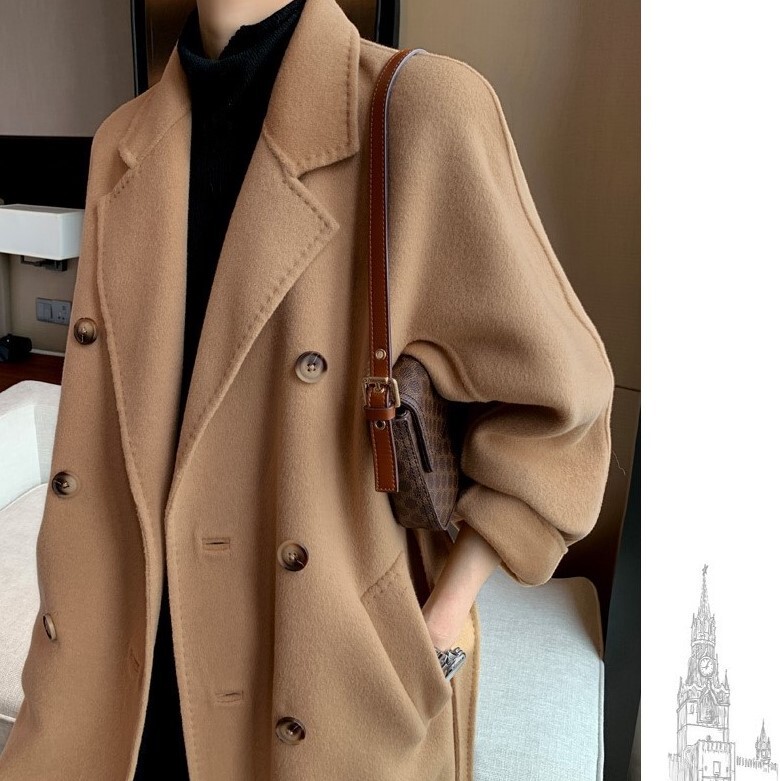 101801 Max Home Classic Double-breasted Belt Double-faced Cashmere Wool Coat Wool Coat Women