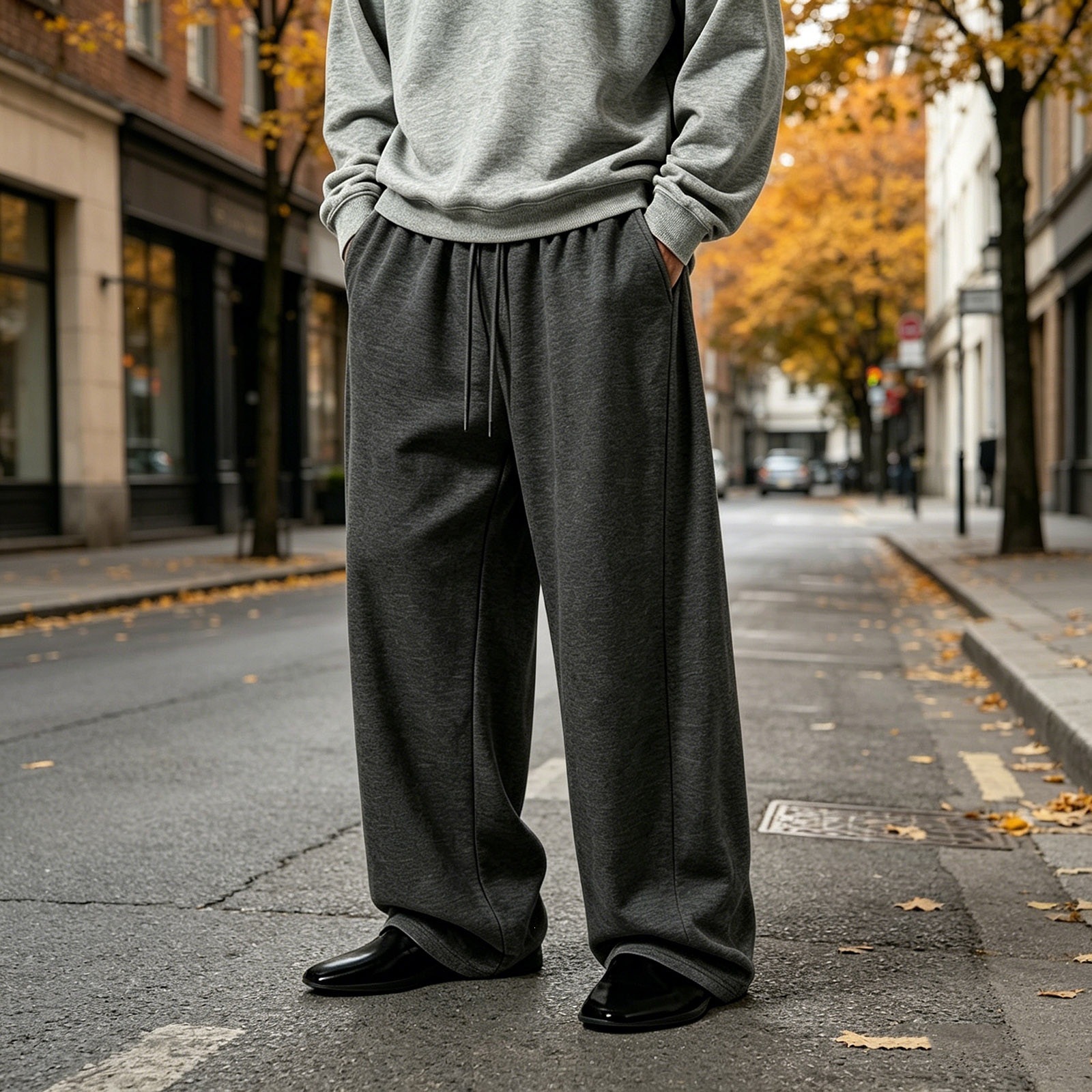 New cross-border American retro-style casual sweatpants for men, autumn casual sports long pants, versatile wide-leg casual pants