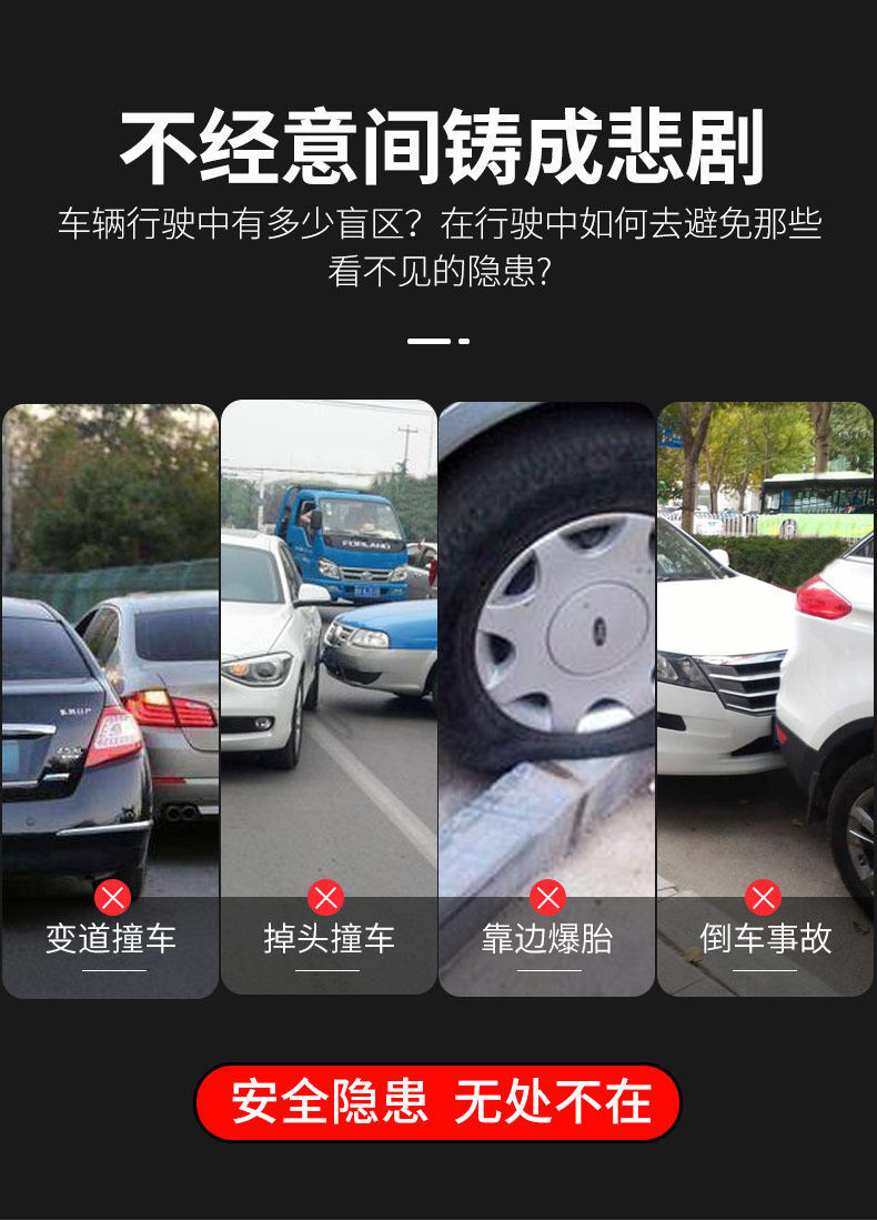 Rearview Mirror Small Round Mirror for Reversing, Coach's Car Front and Rear Wheel Auxiliary Tool, 360-Degree Wide-Angle Blind Spot Reflector