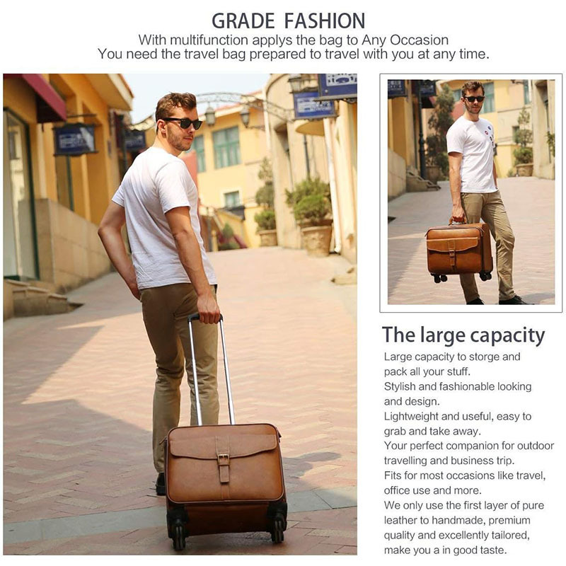 Cross-Border Bestseller: Genuine Leather Wheeled Laptop Briefcase, Wheeled Luggage Bag, Large Capacity Storage Cross-Border Bestseller: Genuine Leather Wheeled Laptop Briefcase, Wheeled Luggage Bag, Large Capacity Storage