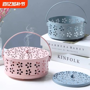 Fireproof and Anti-Scalding Mosquito-Repellent Incense Tray Holder with Lid, Household Mosquito-Repellent Incense Rack Tray, Iron Indoor Creative Incense Burner, Mosquito-Repellent Incense Box