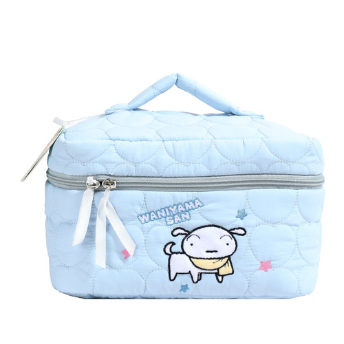 Crayon Shin-chan Soft Feathers Makeup Bag Cute Cartoon Little White Charming Girl's Heart Portable Travel Storage Bag