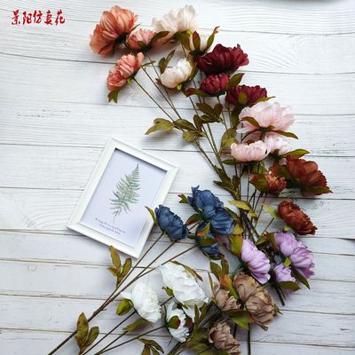 Emulation flower 3 peony wedding travel permit decorate prop Living Room Decoration Artificial flower Green plant wholesale
