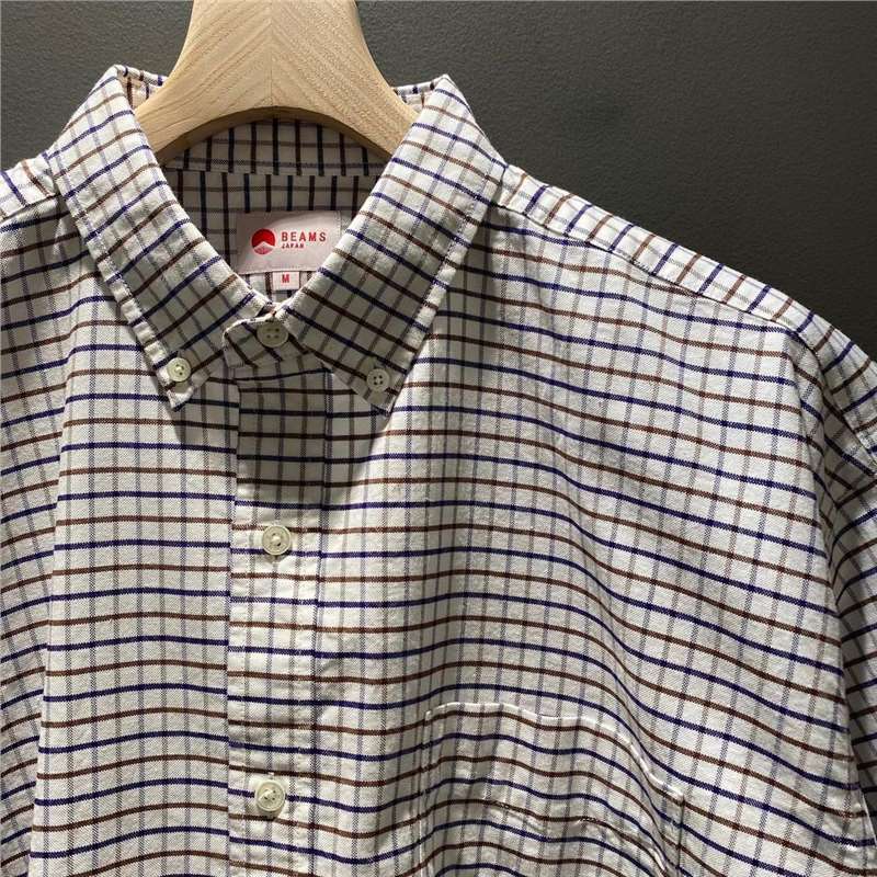 BEAMS JAPAN Loose Check B.D Shirt JAPANese-maDe ReD Rope PlaiD Short-sleeveD Shirt 21SS