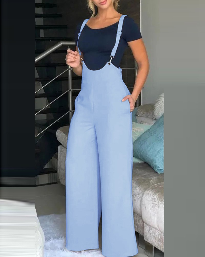 Frau Täglich Straße Lässig Einfarbig In Voller Länge Overalls display picture 19