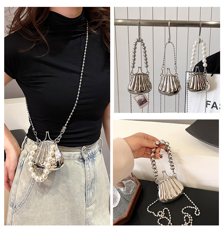Women's Mini Metal Solid Color Cute Vintage Style Beading Lock Clasp Dome Bag display picture 9