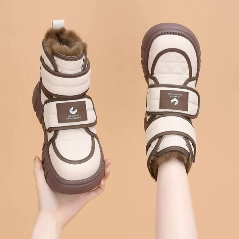 Северо-восточный снег сапоги женский бархат утолщенный большой хлопок обувь 2024 новый зимний морозостойкий водонепроницаемый нескользящая хлебная обувь