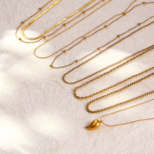 欧美跨境时尚镀18K金不锈钢费加罗项链女式潮流百搭钛钢链条项饰