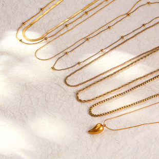 (Cross-border trading), fashionable trend universal necklace stainless steel, European style, 750 sample gold