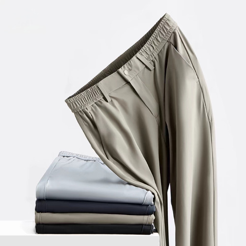 Men's Summer Thin Elastic High-Grade Drape Straight Loose Business Casual Long Pants in Large Size