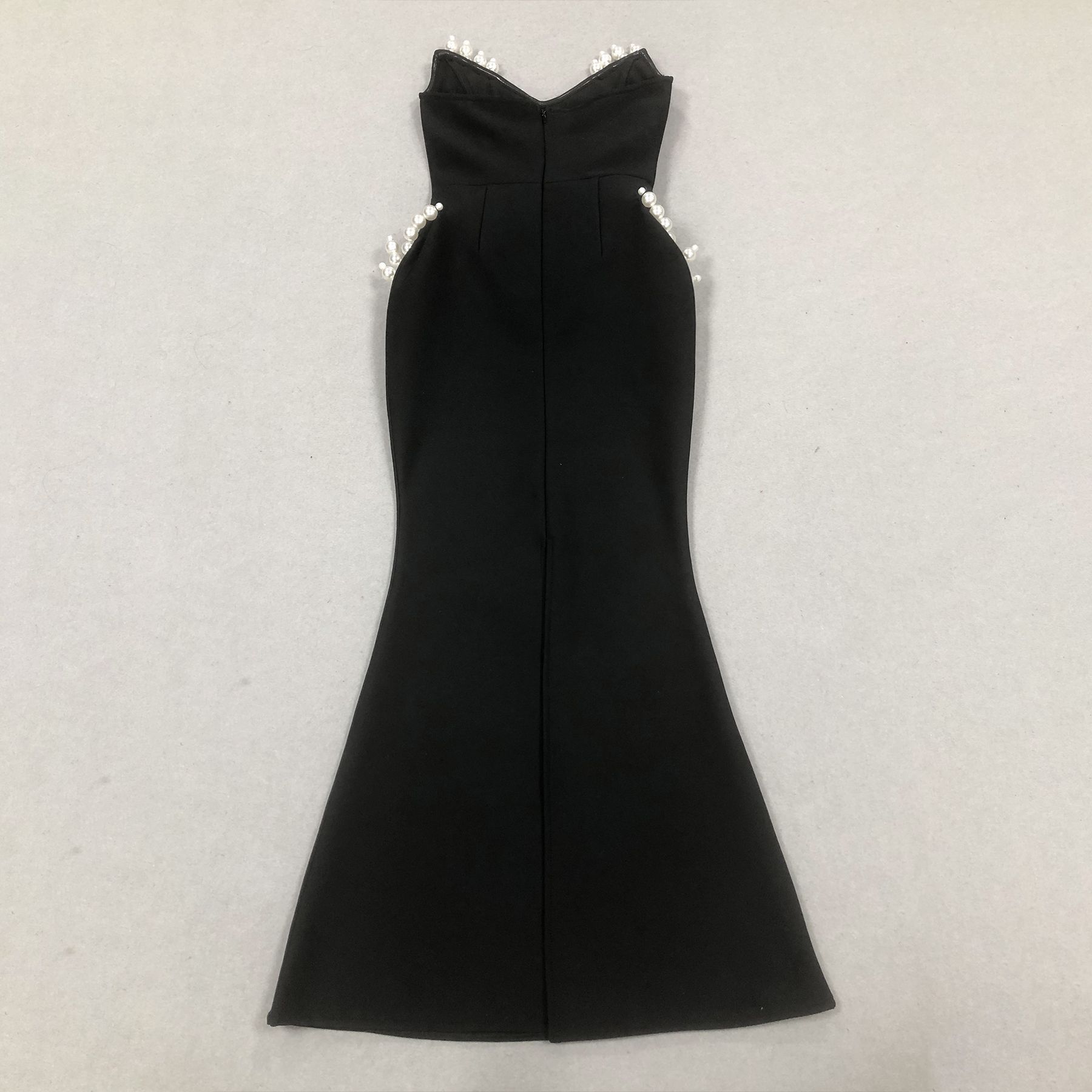 Summer Pearl Tube Top Retro Multi Layer Pearl Sleeveless Bandage Maxi Dress