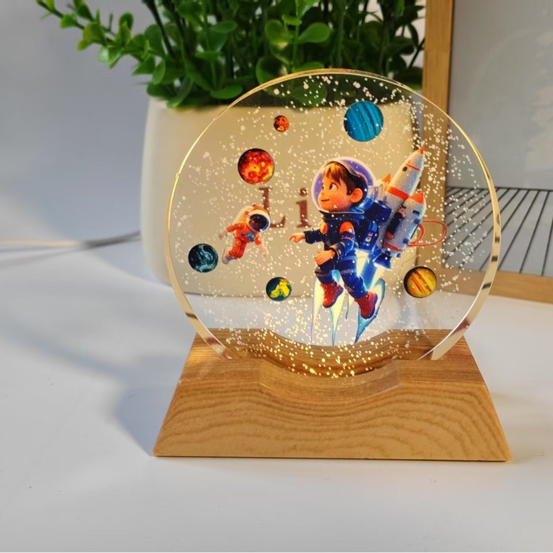 星空宇宙銀河 3D 立体レーザーカラー印刷内彫刻クリスタルボール発光ナイトライト装飾品|undefined