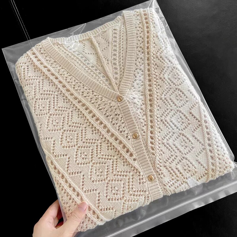 French single B cabinet 2.1K! Zhou Yutong has the same style! Women's Hollow Loose Cotton Long-sleeved Knitted Cardigan