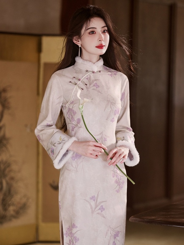 贝之韵新中式国风改良旗袍女2025新款秋冬加厚修身显瘦连衣裙复古|undefined