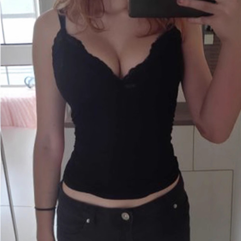 In-Stock European and American Lace Tank Top Solid Color Slim Fit Inner Wear Spliced French Style Women's Camisole Street Ins Cross-Border Wholesale