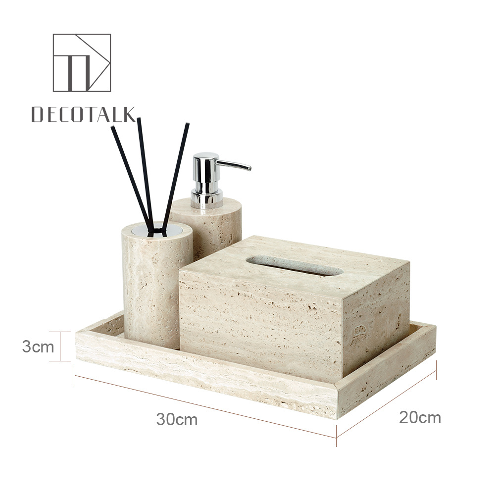 Huangdong Stone Baño de baño de cinco piezas conjunto de lavado conjunto de inodoro de mármol bandeja modelo decoración de la habitación "Viento silencioso"