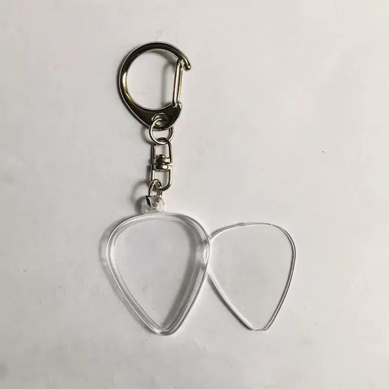 爱心钥匙扣透明拨片盒吉他收藏标准型弹片挂件pick收纳吊坠定 制