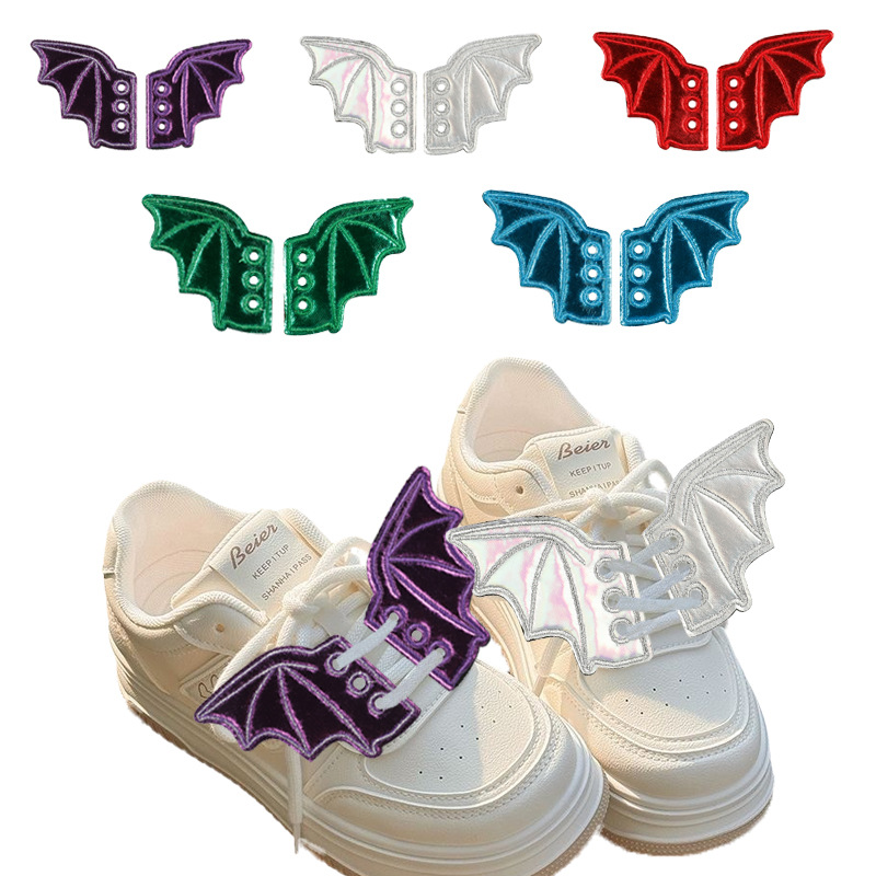 跨境temu热卖趣味卡通蝙蝠翅膀箱包徽章刺绣布贴DIY服装辅料鞋包