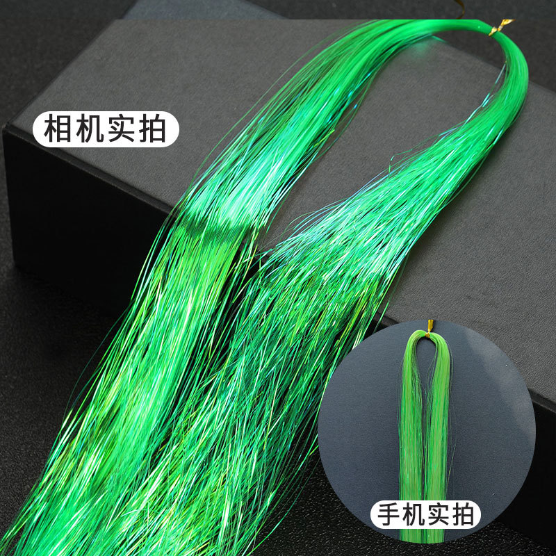 Amazon caliente tinselhair láser de alambre de oro brillante hilo de metal colorido sin costuras fábrica de fuente de cabello