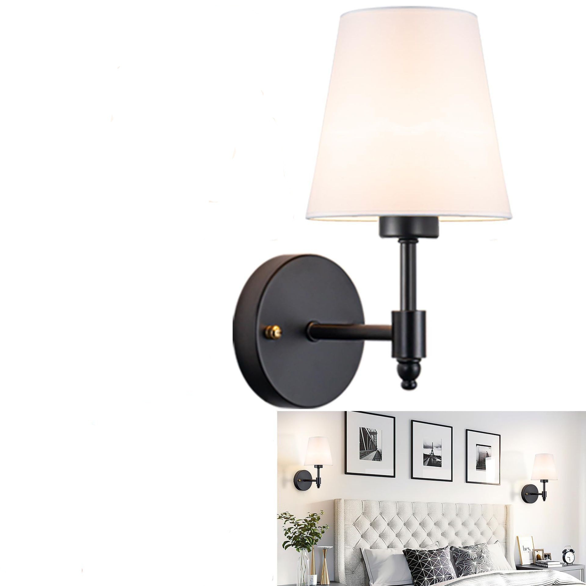 Luz de pared sin cableado transfronteriza americana dormitorio cabecera de cama luz de atmósfera decoración de sala de estar cubierta de lienzo recargable lámpara de pared atenuable