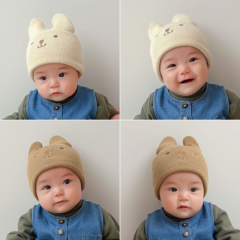 婴儿帽子秋冬季宝宝针织毛线帽可爱婴幼儿套头帽男宝胎帽春秋
