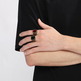 Ретро модный аксессуар, кольцо из нержавеющей стали, с драгоценным камнем