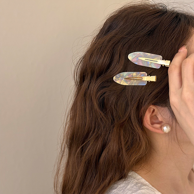 女性用アセテートシームレスヘアピン、楕円形サイドヘアピン、メイクアップ前髪サイドクリップ、額用の絶妙な小さなクリップヘッドドレス|undefined