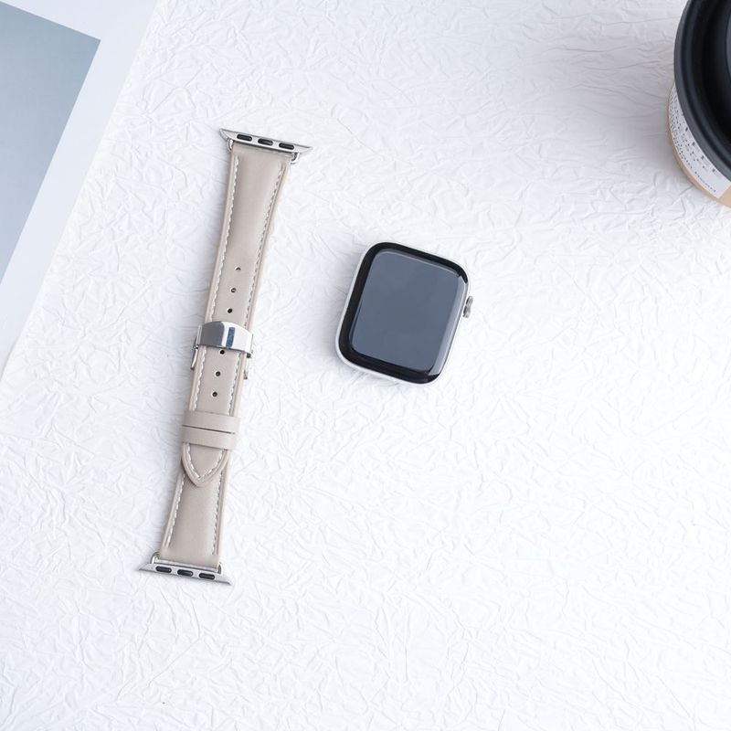 适用苹果手表AppleWatch9表带真皮舒适蝴蝶扣iwatch876543seS10|undefined