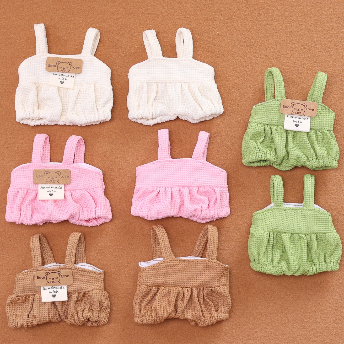 Overalls 10cm Pendant Doll Clothes Leader Dog Plush Toy Small Pants Plaid Overalls Doll Replacement Outfit