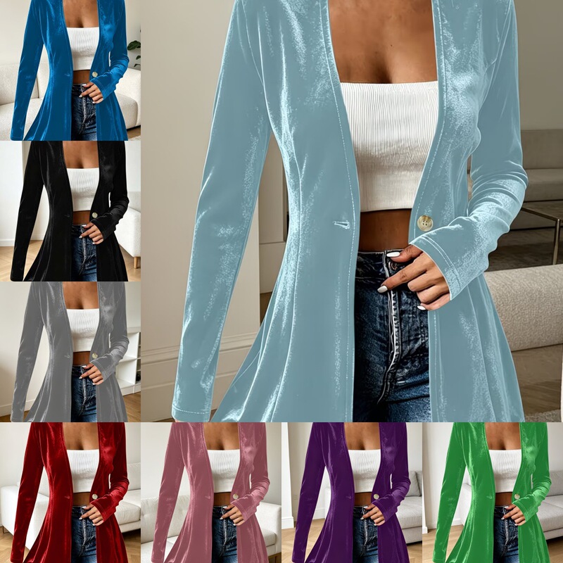 Temu Amazon Cross-Border European and American New Style Velvet Single-Button Blazer Jacket