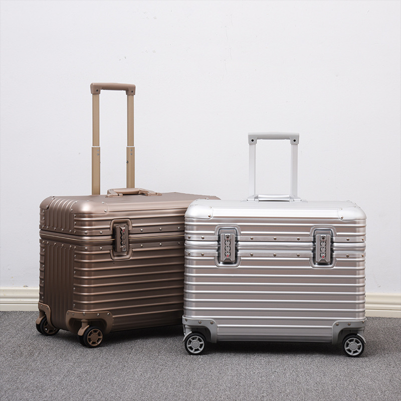 German All-Aluminum Magnesium Alloy Upper Flip Camera Long Suitcase 18inch Boarding Small Trolley Case Men's Suitcase