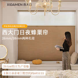 西大门日夜蜂巢帘卧室书房智能电动遮光窗帘免打孔百叶窗帘卷帘