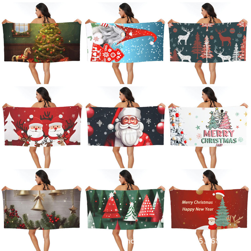 Christmas beach towel bath towel wholesale microfiber digital printing portable quick-drying absorbent Amazon Xi