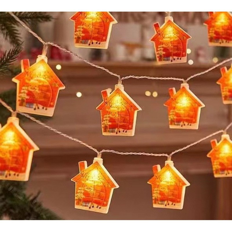 Decoración de Navidad cadena de lámparas LED transfronterizas fabricantes de explosión de estilo recto de Navidad atmósfera de lámparas al aire libre fiesta de patio