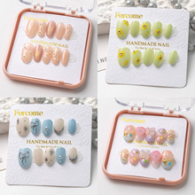 穿戴甲成品美甲甲片盒装假指甲片批发光变蝴蝶结温柔新娘美甲贴片