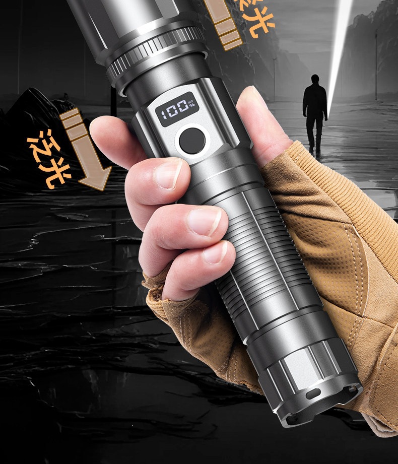 Mingjiu Tactical Laser Ultra-Bright Flashlight Rechargeable for Home and Outdoor Use, Long-Range, Compact, Portable, and with Ultra-Long Battery Life