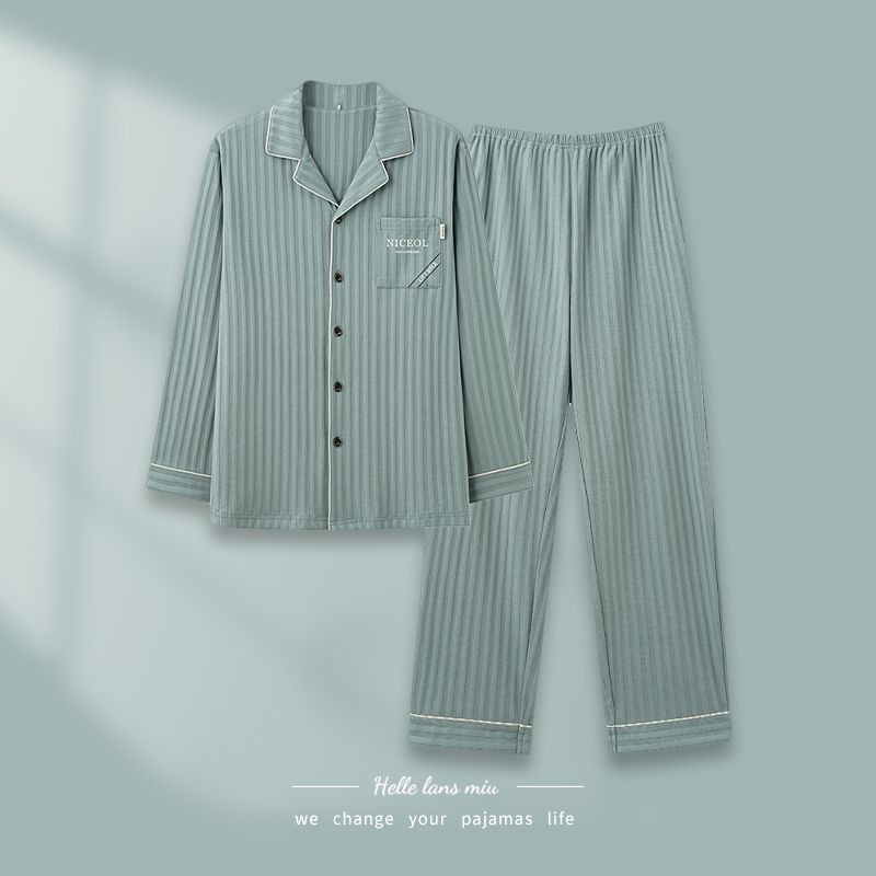 Pijamas de algodón de hombre primavera y otoño 2024 otoño y invierno de manga larga nueva ropa de hombre grande se puede usar fuera