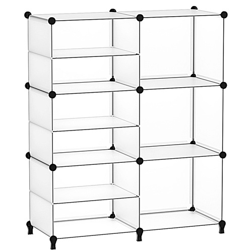2-column 6-layer storage rack bookshelf miscellaneous rack translucent size grid combined with plastic storage rack shelf storage rack