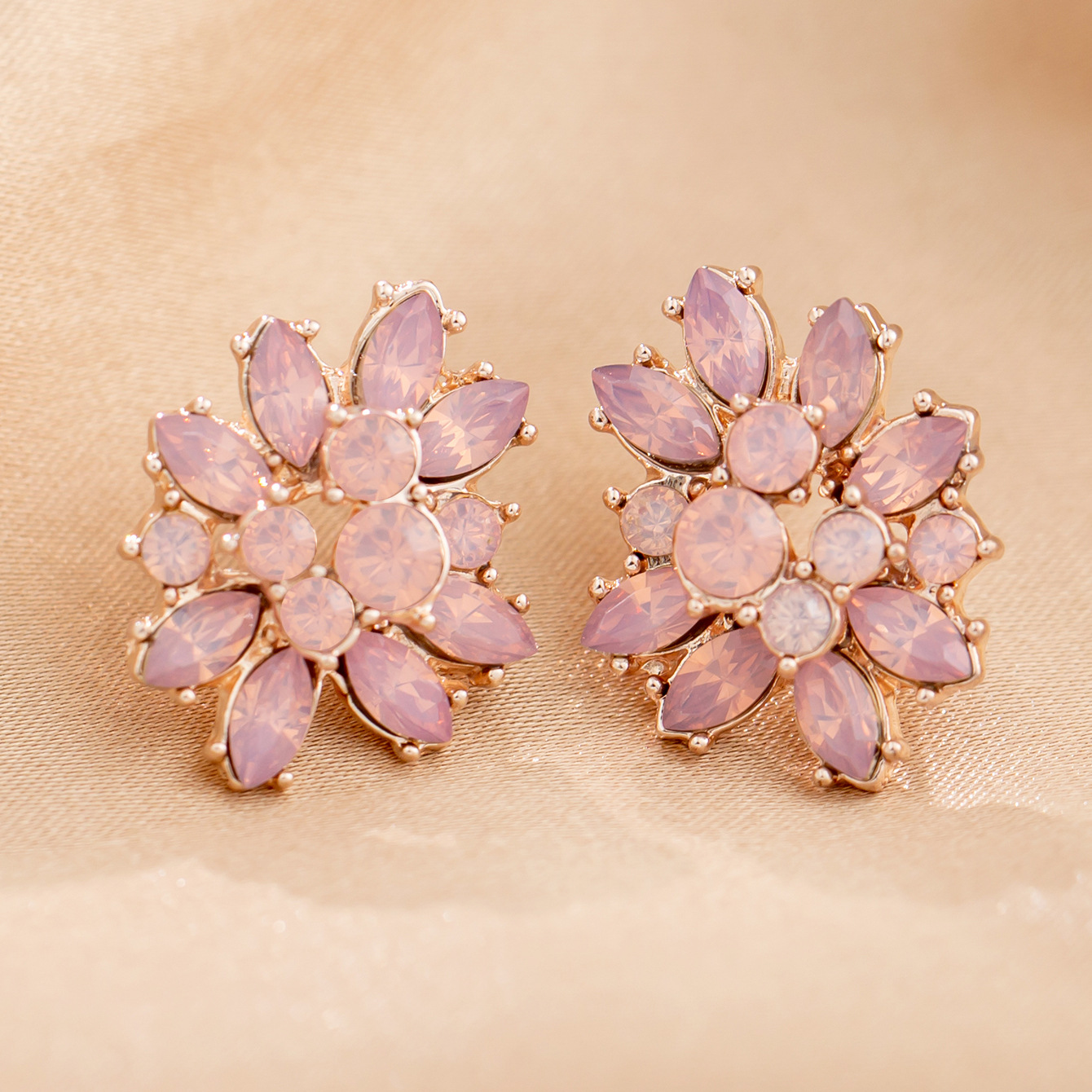Ear Studs Classification 1 Pair Quantity 1 Pair Vintage Style Flower Plating Inlay Alloy Zircon Ear Studs