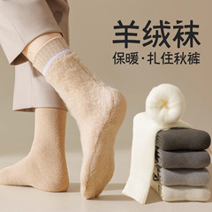 襪子男士羊毛襪秋冬款中筒襪加絨加厚冬季保暖吸汗防臭羊絨長筒襪
