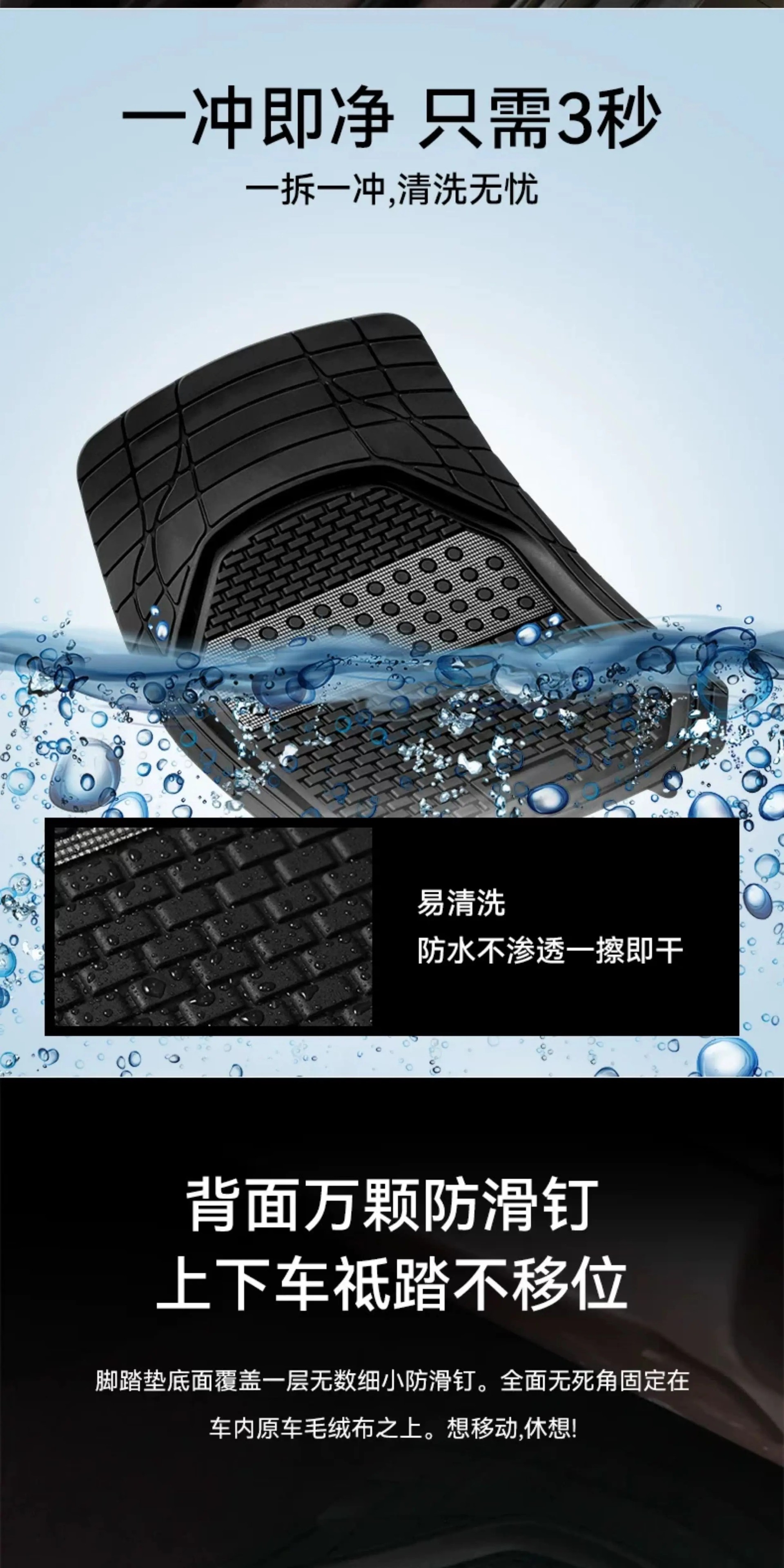 New universal car floor mat for the driver's side, waterproof, non-slip, dirt-resistant, cuttable silicone carpet-style mat