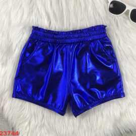 欧美精品店童装外贸批发女孩蓝色新款夏季皮短裤