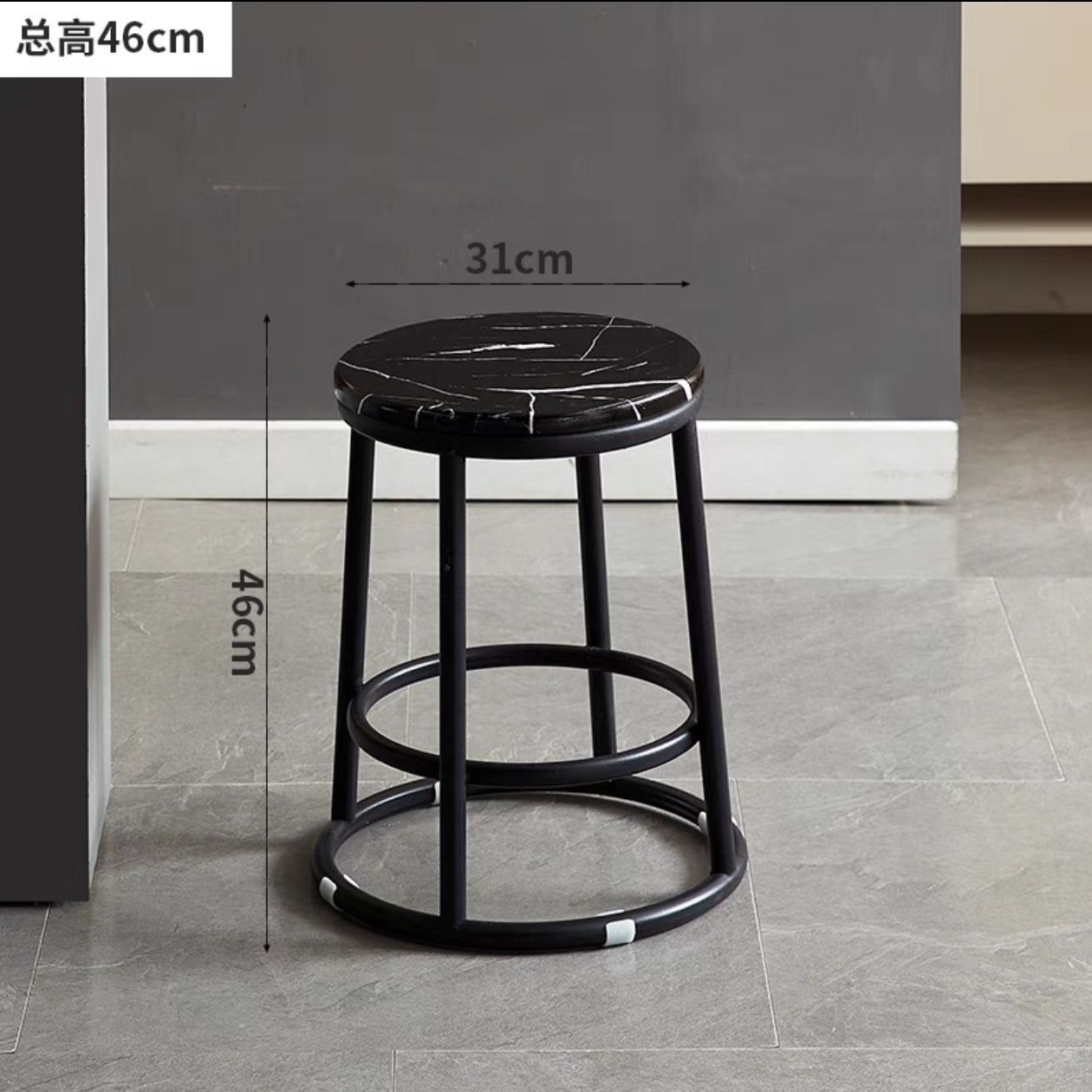 두꺼워진 업그레이드 - 45 높이의 검은색 대리석 패턴 + 검은색 선반