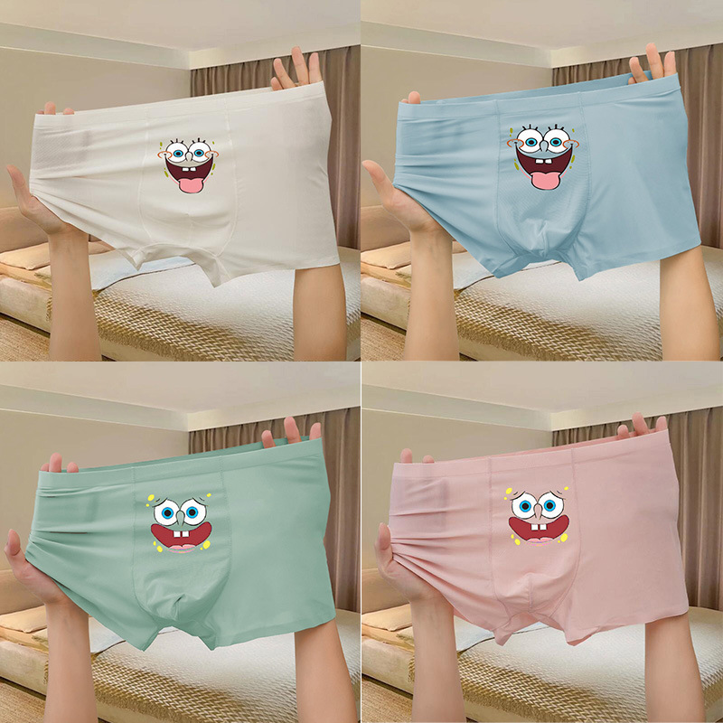 Men's Underwear Cute Cartoon Ice Silk Seamless Summer Thin Men's Underwear Boxer Briefs Pink Men's Summer Men's Underwear Cute Cartoon Ice Silk Seamless Summer Thin Men's Underwear Boxer Briefs Pink Men's Summer