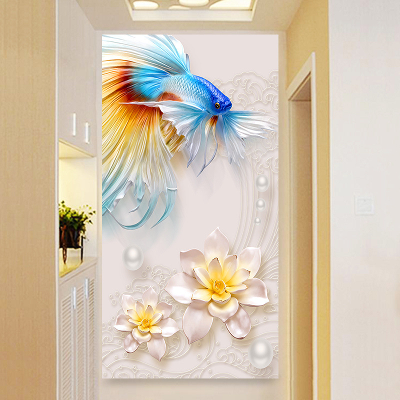 3D玄关装饰画 自粘花卉墙贴卧室客厅墙贴卧室走廊过道背景墙贴画