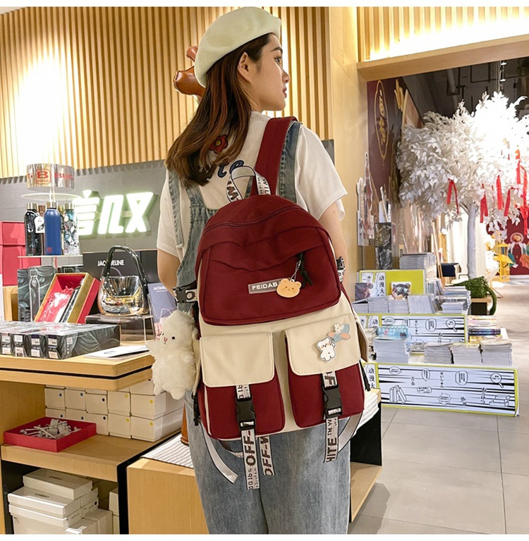 2021 New Schoolbag Korean Version Backpack Junior High School Student Schoolbag Campus Backpack Girl display picture 4