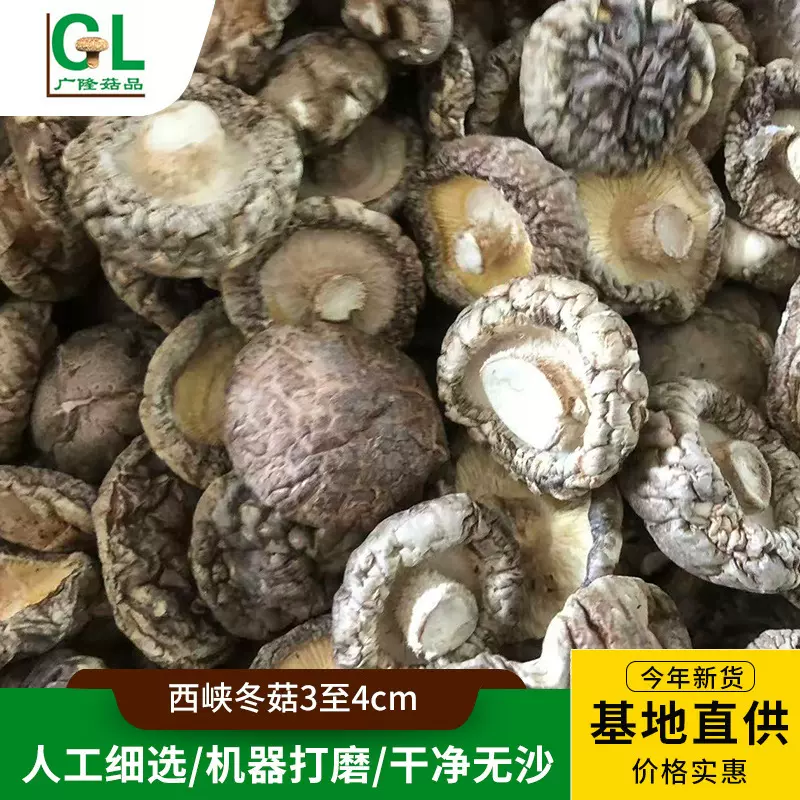 西峡冬菇3至4cm香菇干货肉厚无根新鲜干香菇细选冬菇小蘑菇批发