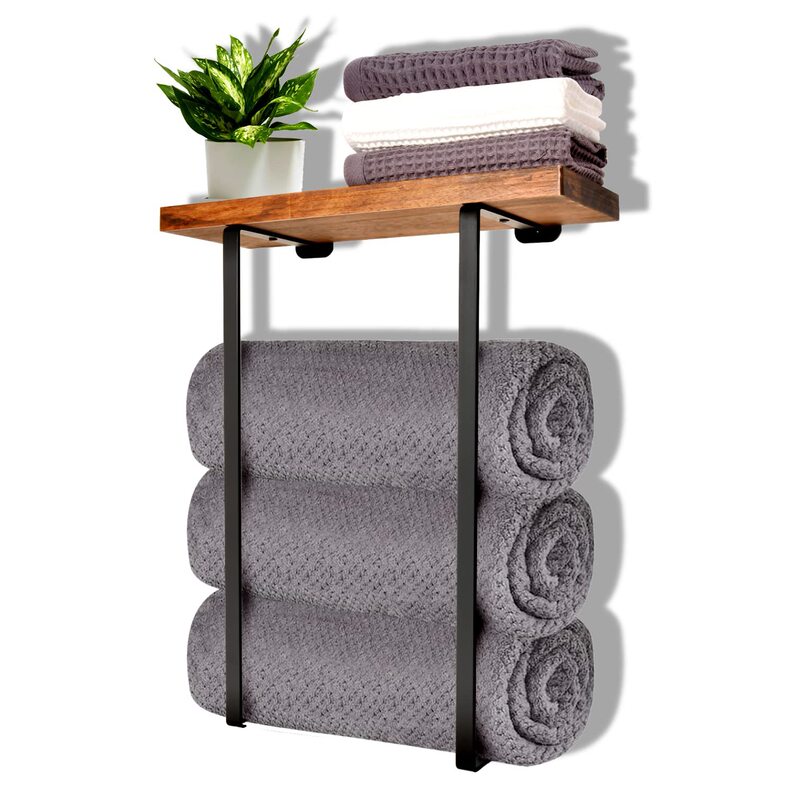 Cross-border Bathroom Towel Rack Bath Towel Storage Rack Wall-mounted Towel Storage Rack Bathroom Storage Rack with Fence Wall Hanging