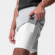 Summer American Sports Casual Double Shorts Men's Solid Color Zipper Pocket Fitness Training Quick-drying Basketball Shorts